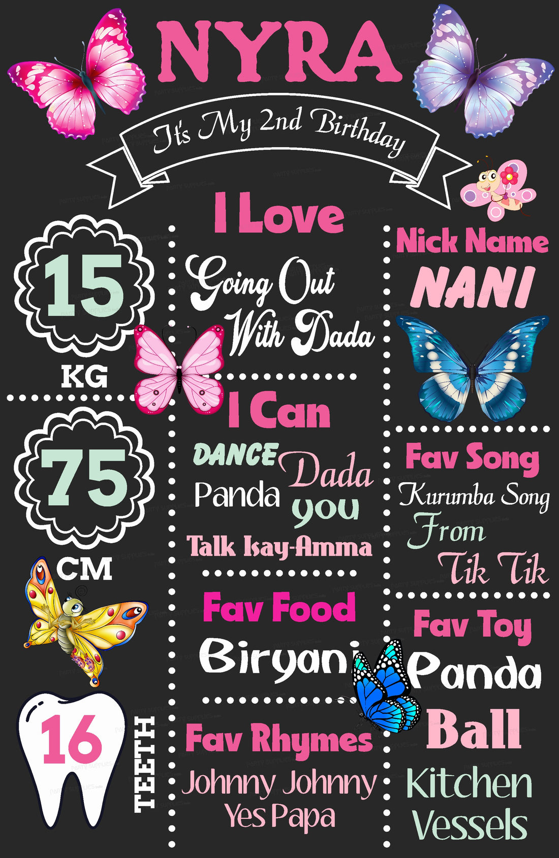 Butterfly Theme Chalk Board