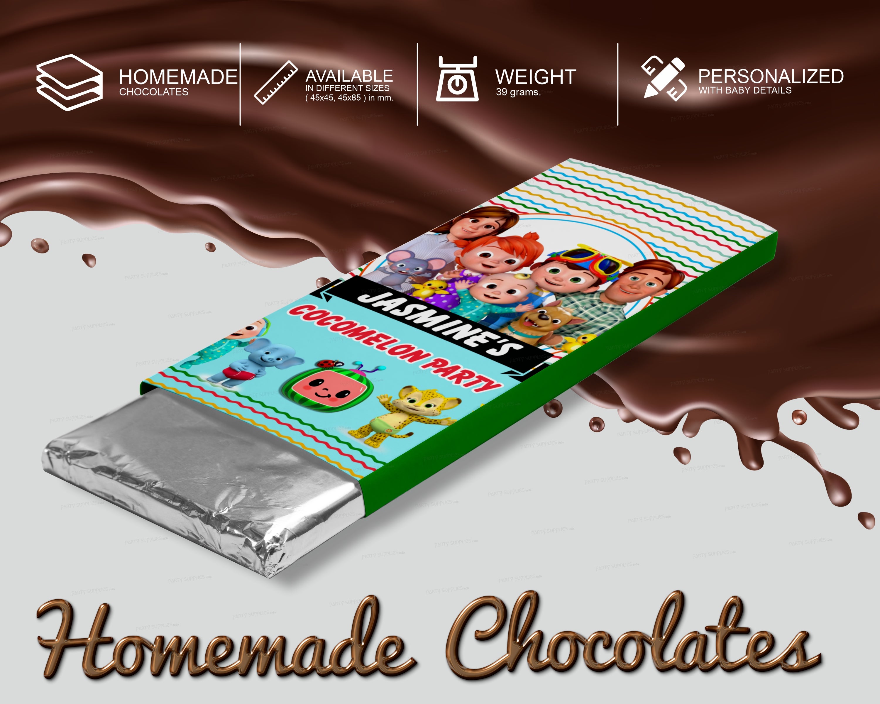 Cocomelon Girl Theme Home Made Chocolate Return Gifts