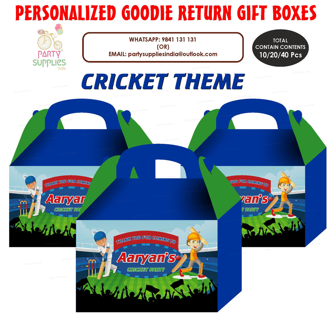 PSI Cricket theme Goodie Return Gift Boxes