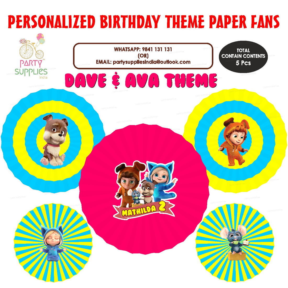 Dave and Ava Theme Paper Fan