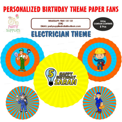 Electrician Theme Paper Fan