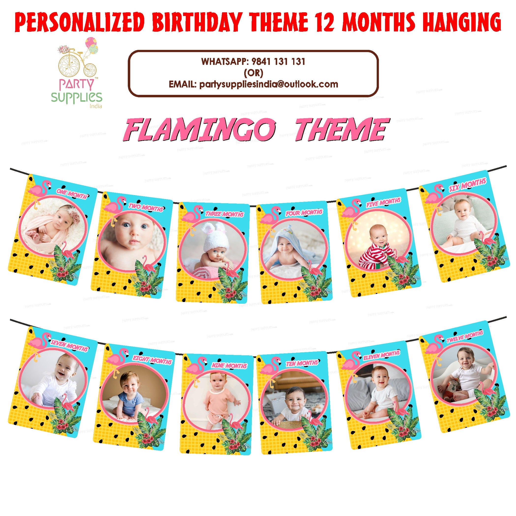 PSI Flamingo Theme 12 Months Photo Banner