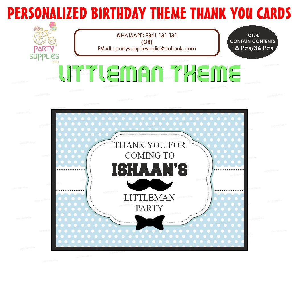 PSI Little Man Theme Thank You Card