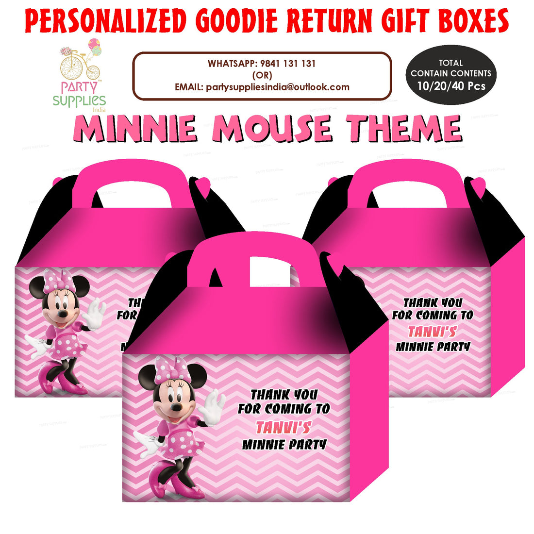 Minnie Mouse Theme Goodie Return Gift Boxes