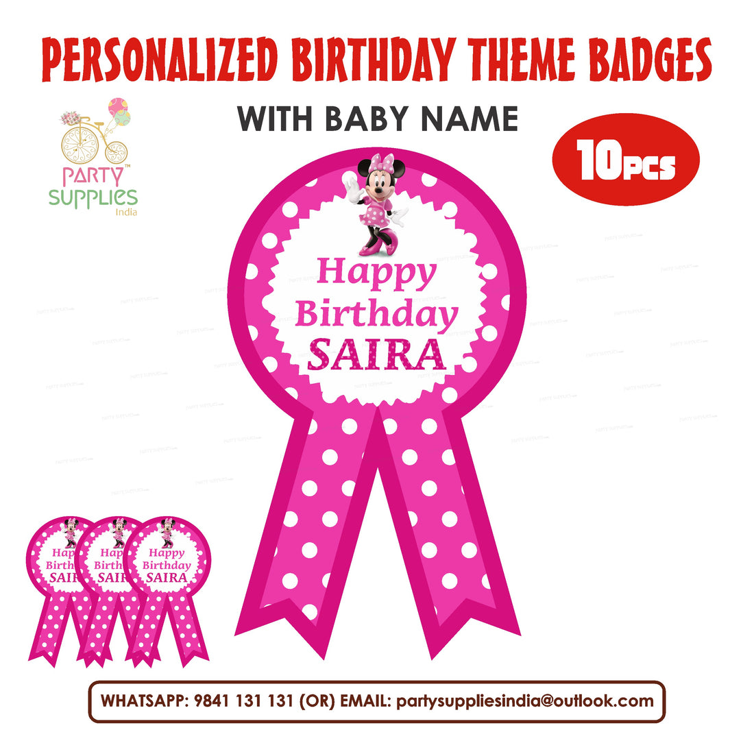 Minnie Mouse Theme Badges