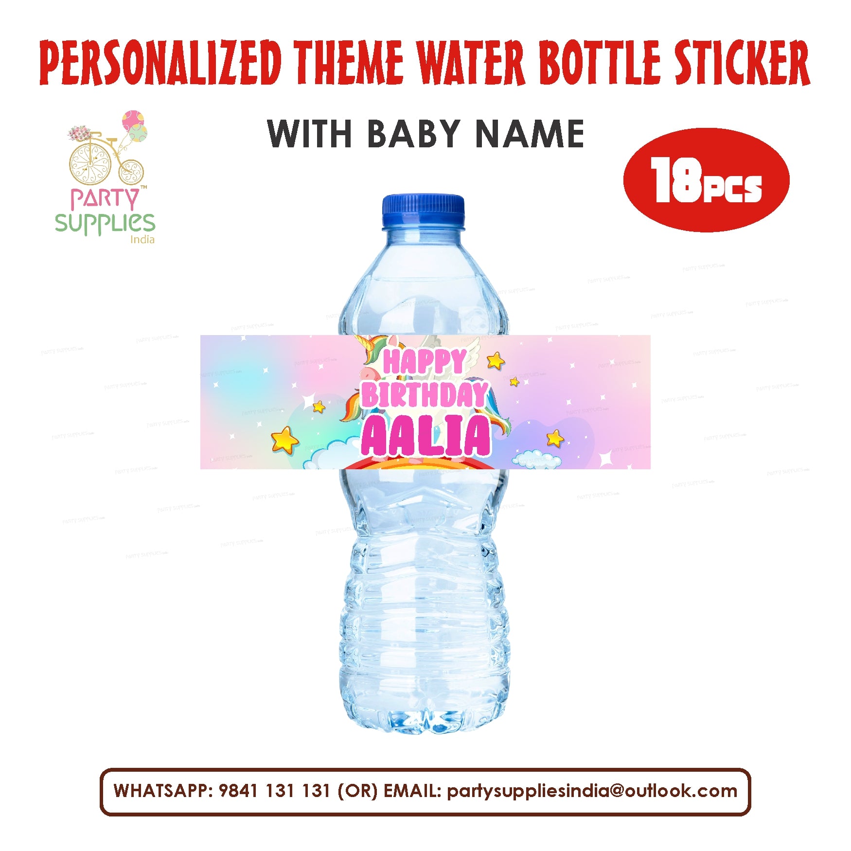 PSI Unicorn Theme Water Bottle Sticker