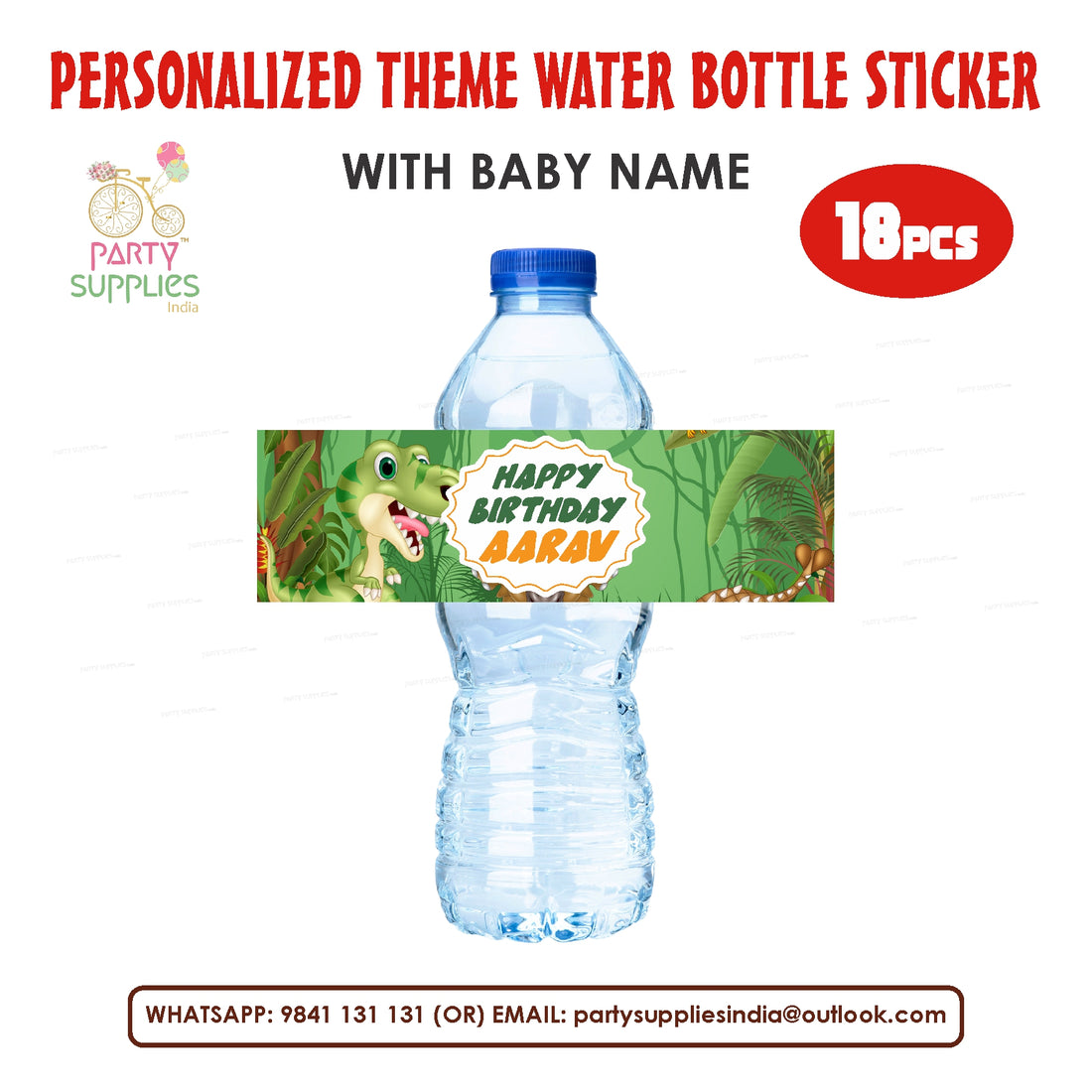 PSI Dinosaur Theme Water Bottle Sticker