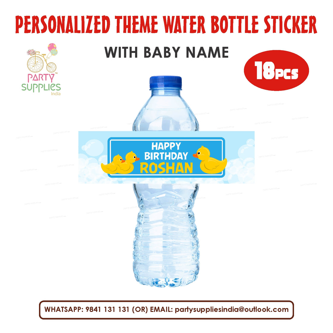 Duck Boy Theme Water Bottle Sticker