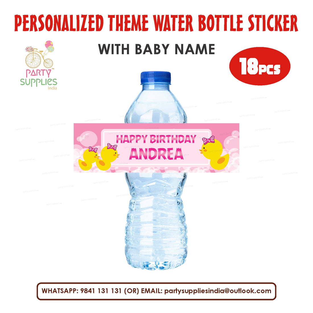 PSI Duck Girl Theme Water Bottle Sticker