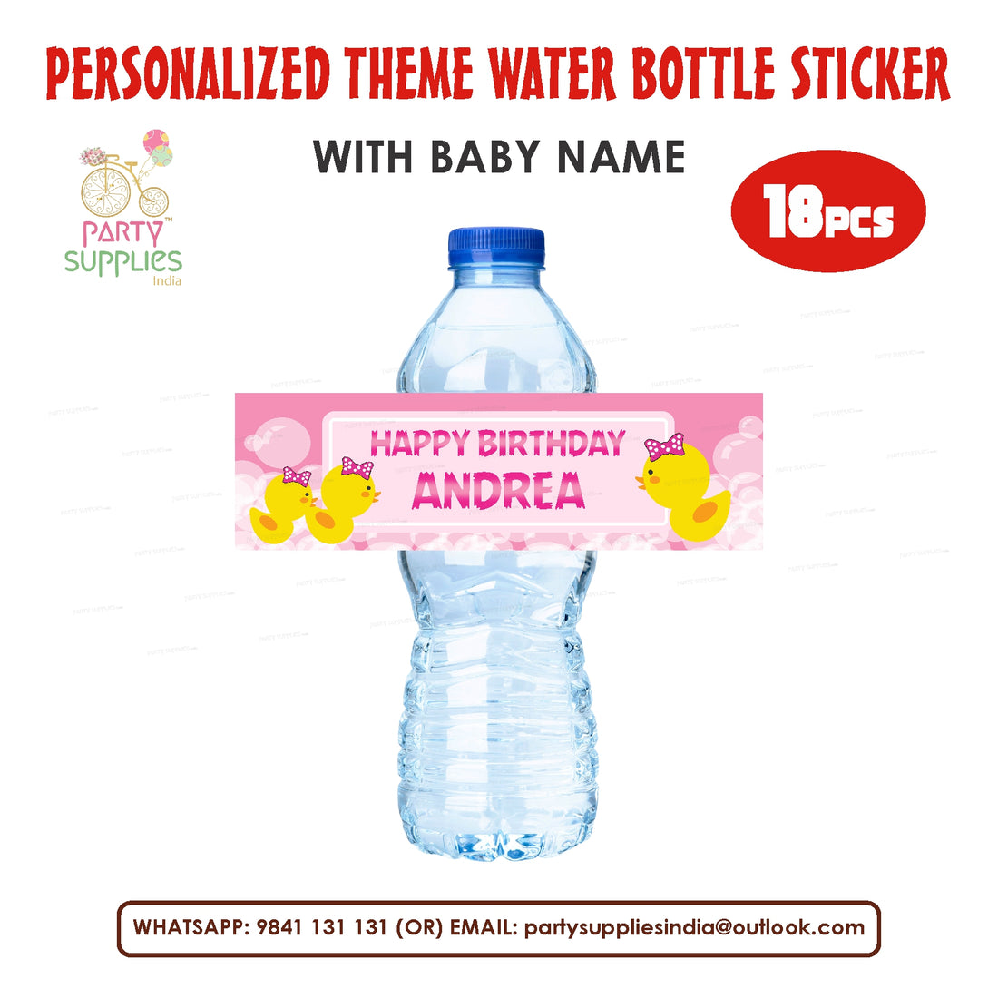 Duck Girl Theme Water Bottle Sticker
