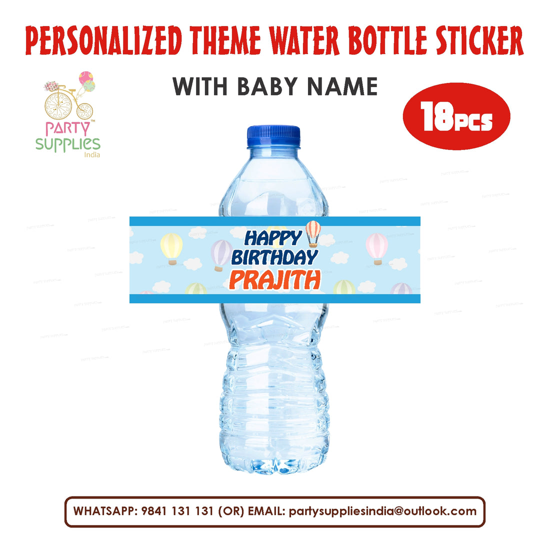 PSI Hot Air Boy Theme Water Bottle Sticker