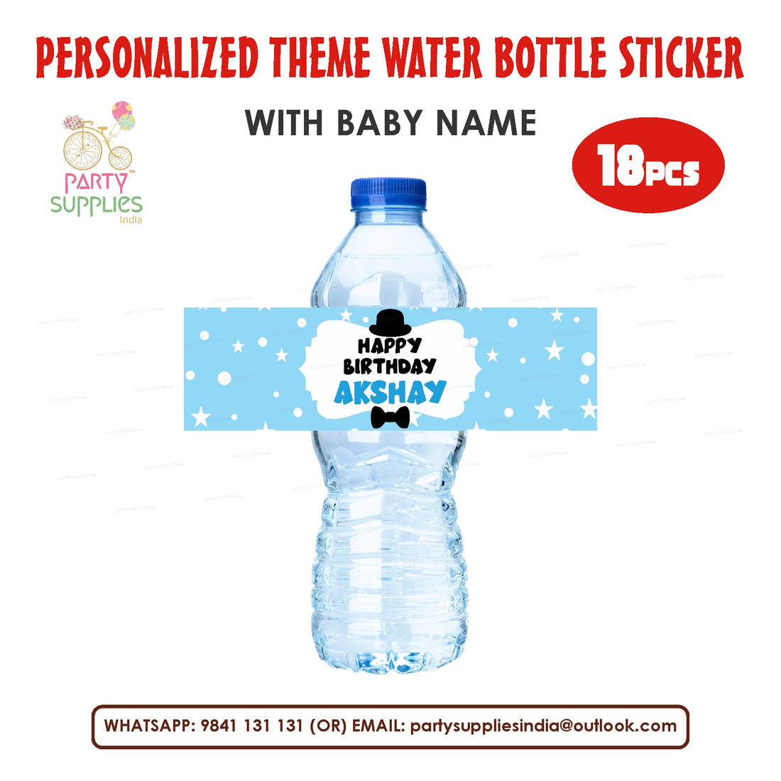 PSI Little Man Theme Water Bottle Sticker