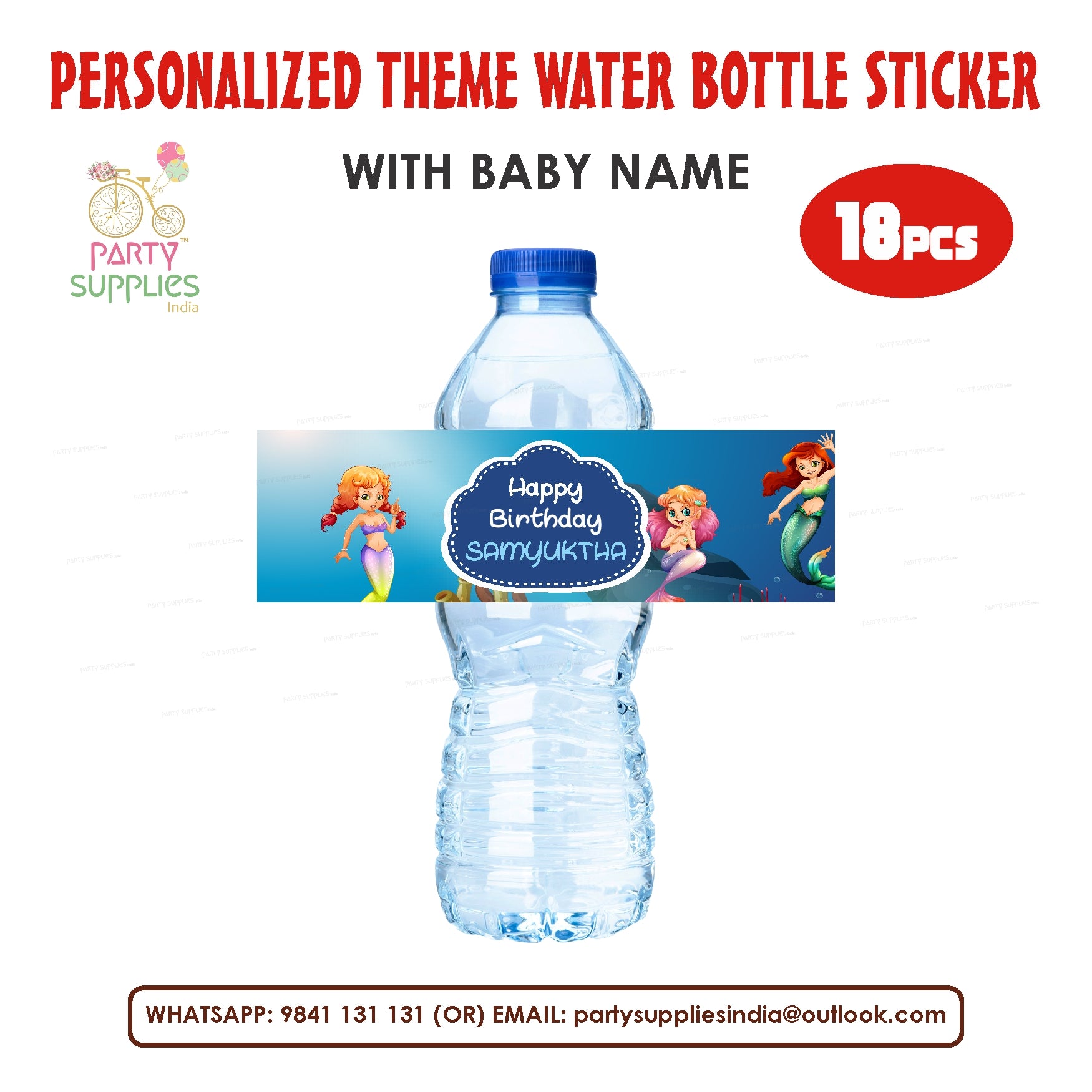 PSI Mermaid Theme Water Bottle Sticker
