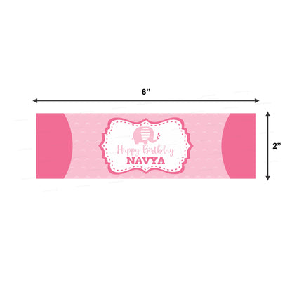 Pink Elephant Theme Water Bottle Sticker