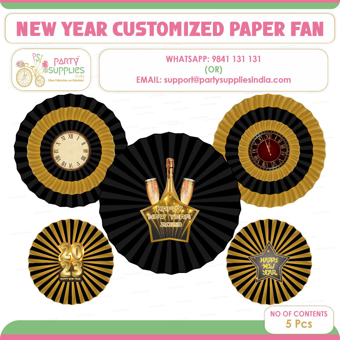 PSI  New Year Theme Paper Fan