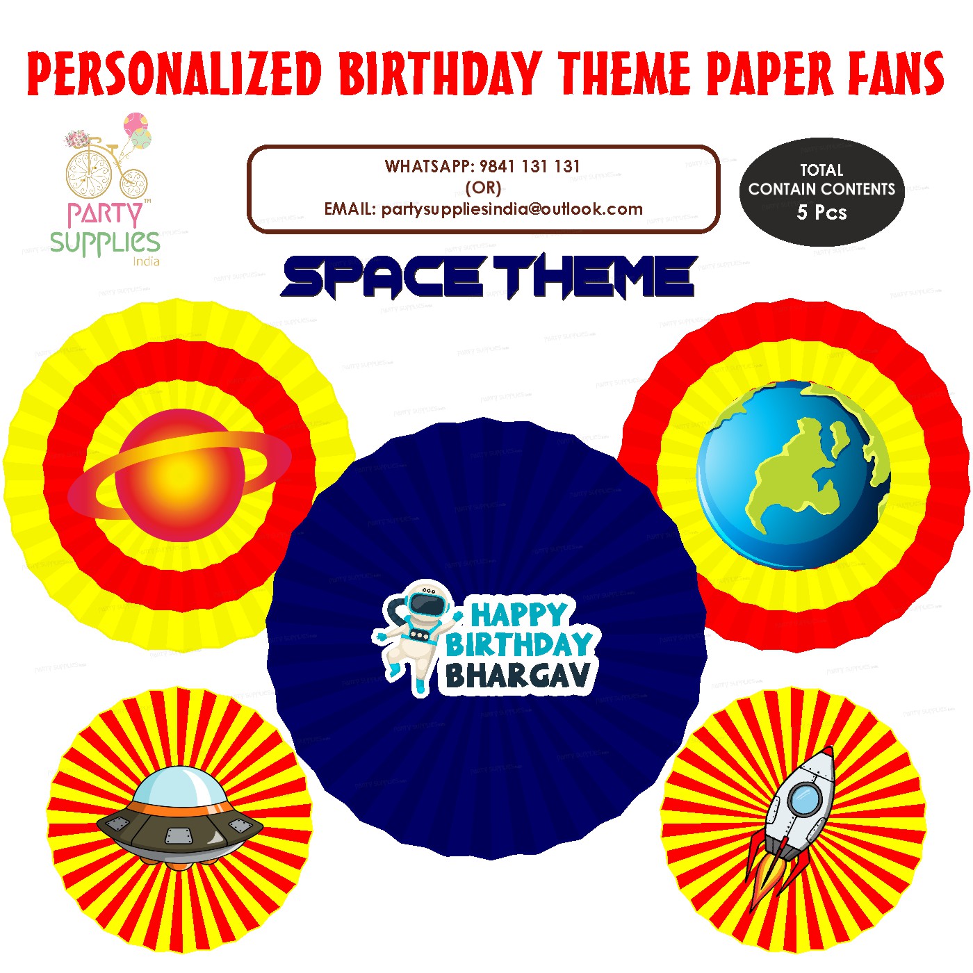 Space Theme Paper Fan