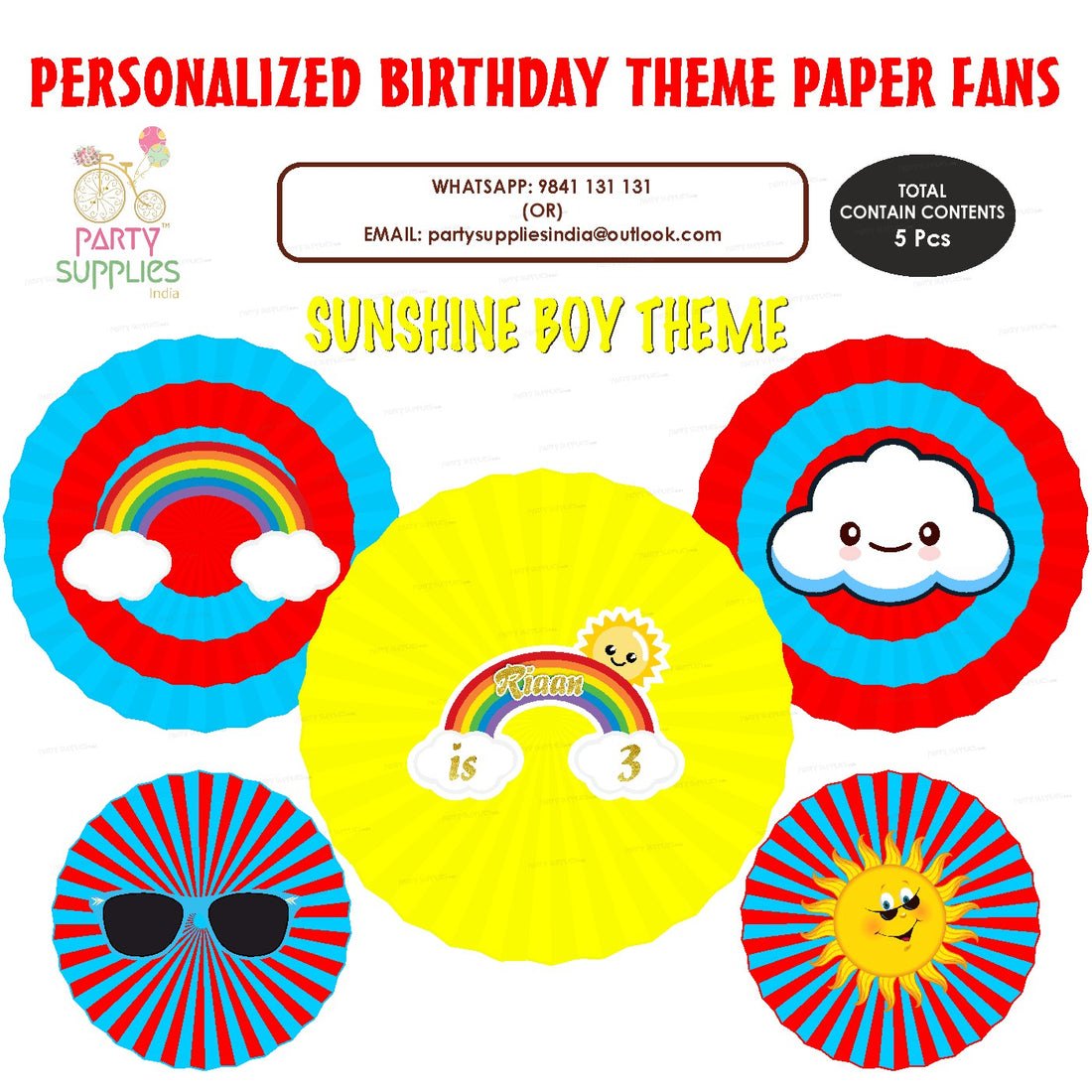 Sunshine Theme Boy Paper Fan