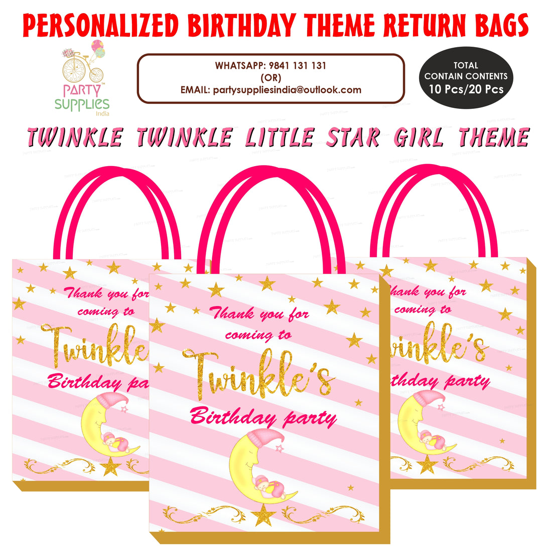 PSI Twinkle Twinkle Little Star Girl Theme Return Gift Bag