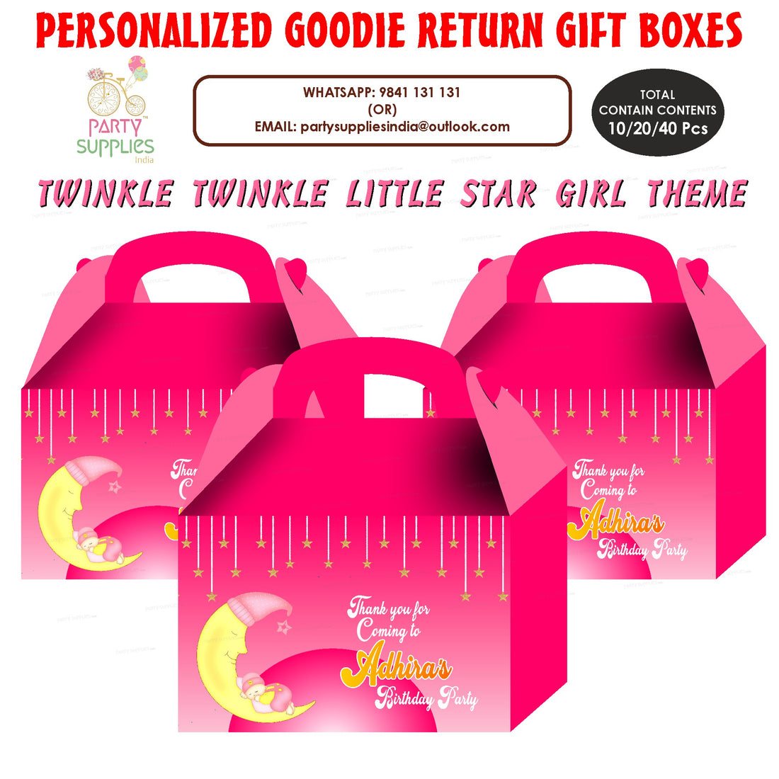 Twinkle Twinkle Little Star Girl Theme Goodie Return Gift Boxes