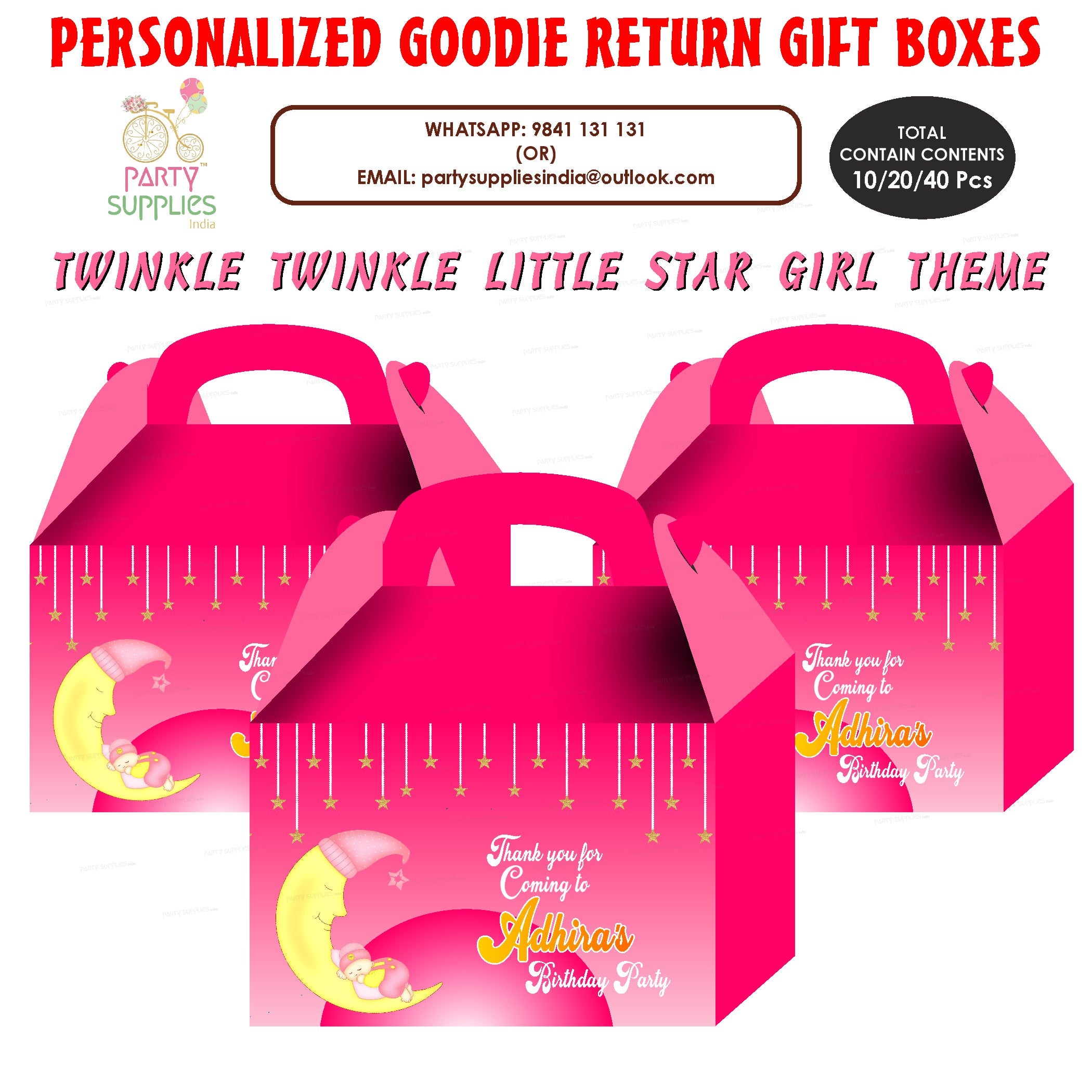 Twinkle Twinkle Little Star Girl Theme Goodie Return Gift Boxes